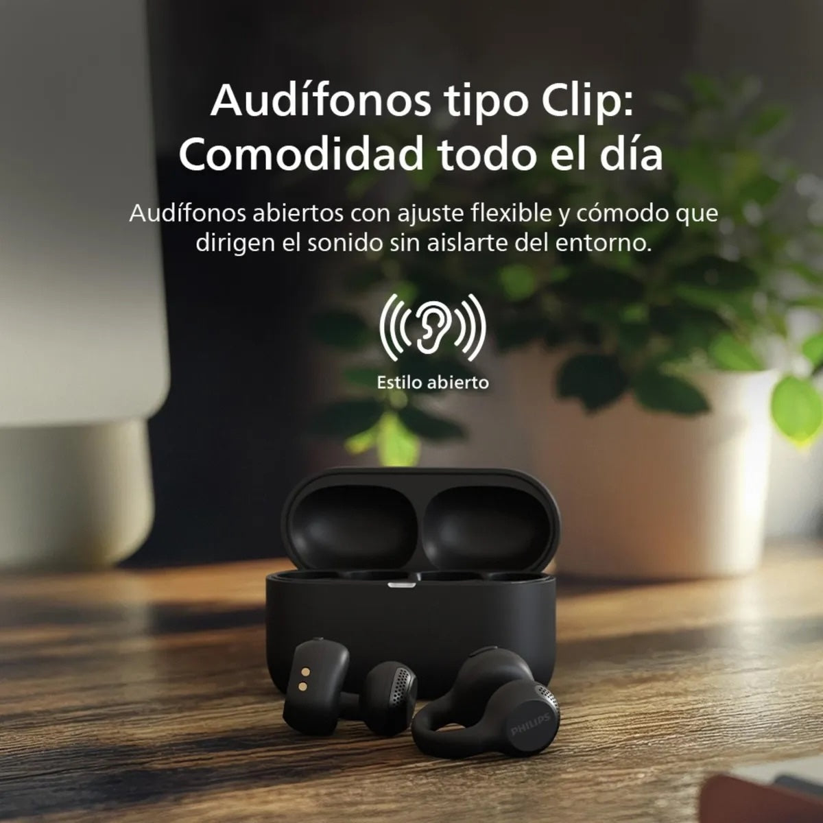 Audífonos Philips TAQ2000BK Open-Ear True Wireless Negro