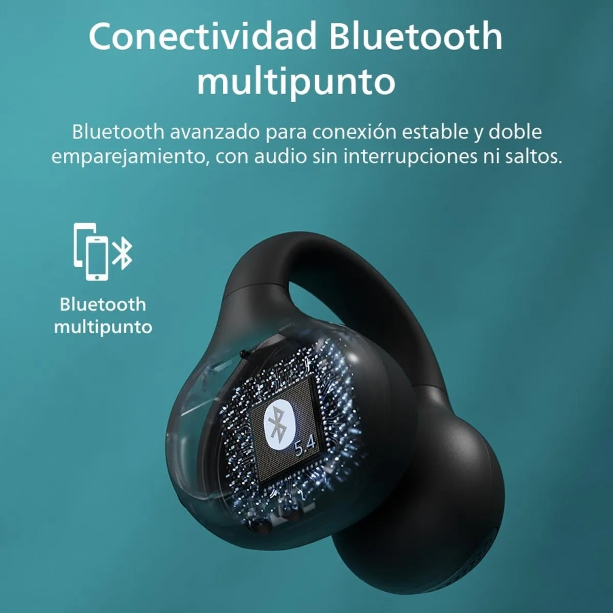 Audífonos Philips TAQ2000BK Open-Ear True Wireless Negro