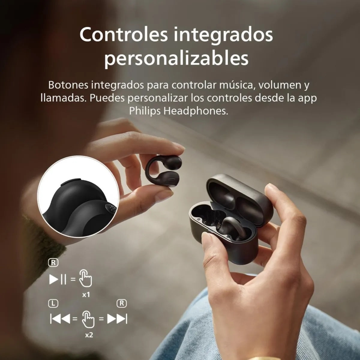 Audífonos Philips TAQ2000BK Open-Ear True Wireless Negro