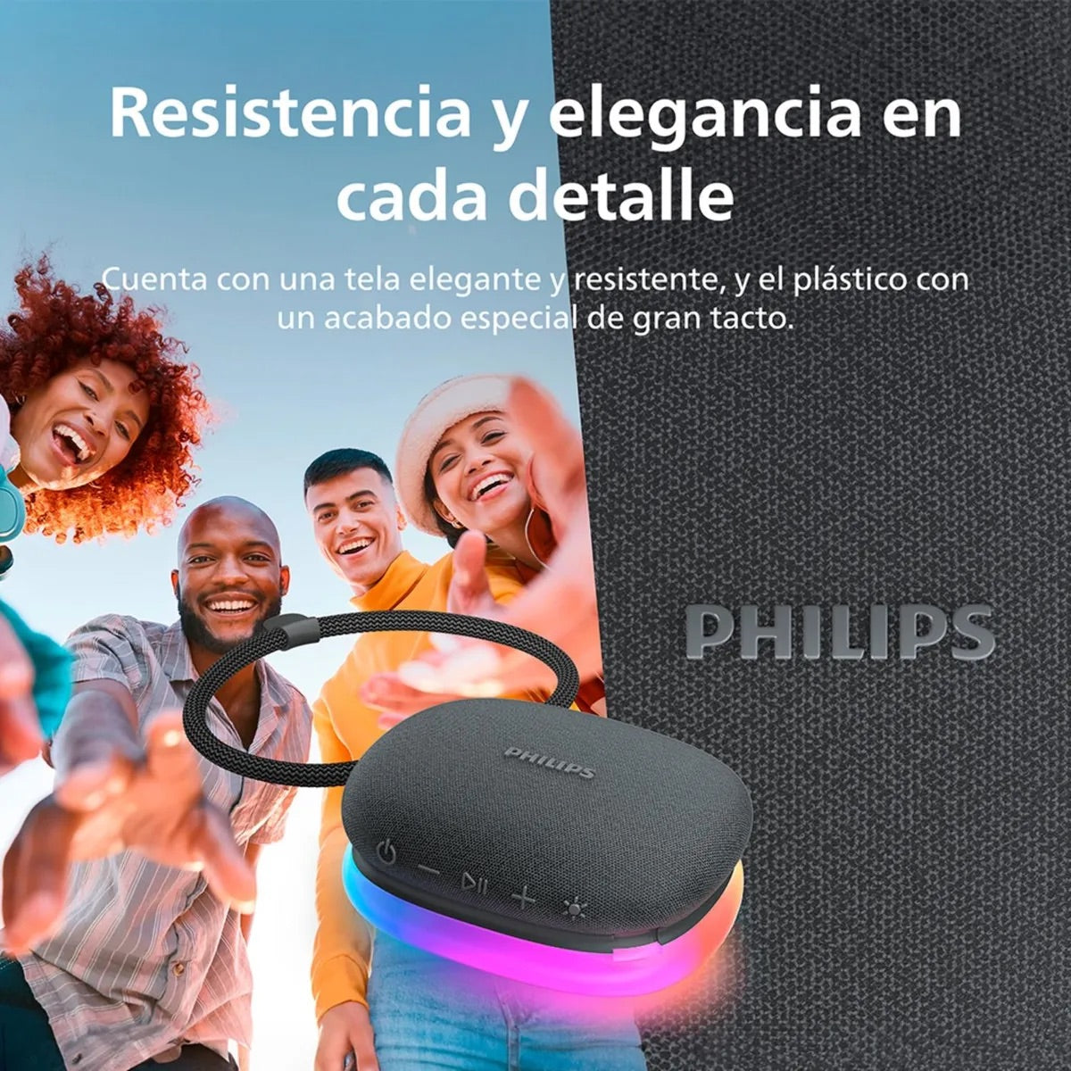 Parlante Philips TAS2307BK-00 Bluetooth con Luces LED