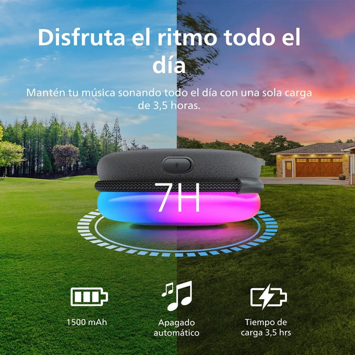 Parlante Philips TAS2307BK-00 Bluetooth con Luces LED