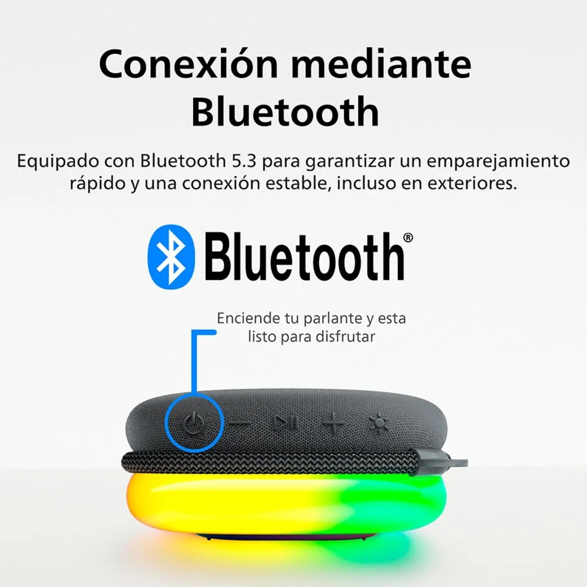 Parlante Philips TAS2307BK-00 Bluetooth con Luces LED
