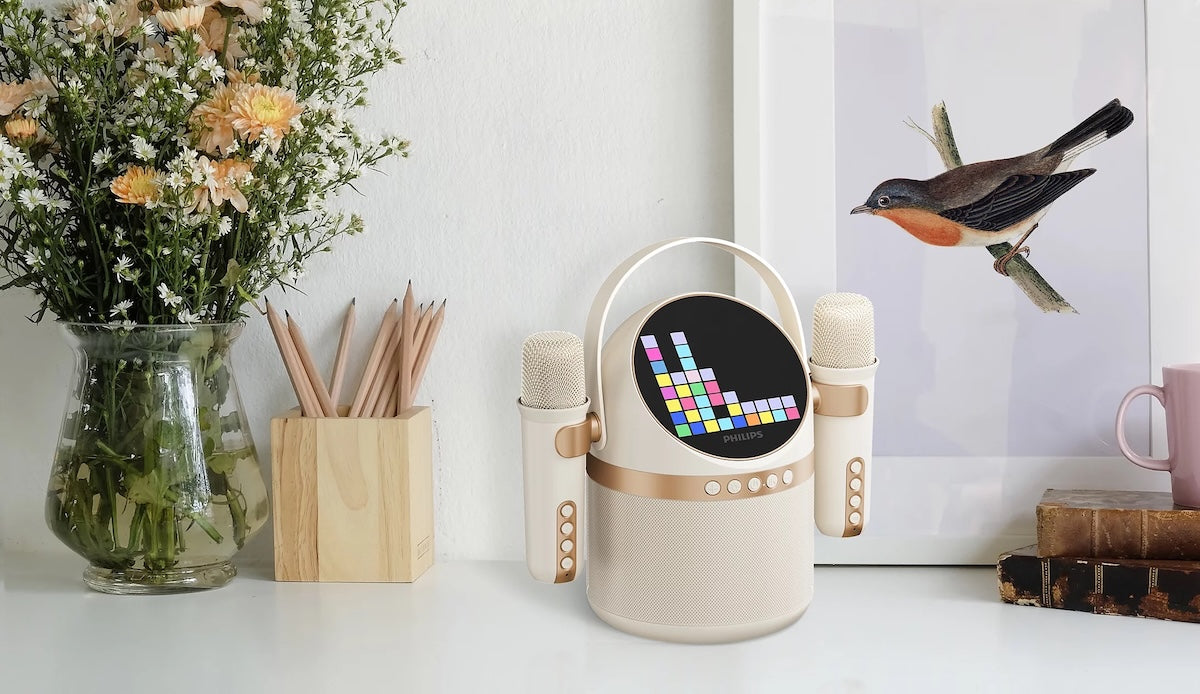 Parlante Bluetooth Philips TAS2509WT Karaoke Blanco con 2 Micrófonos