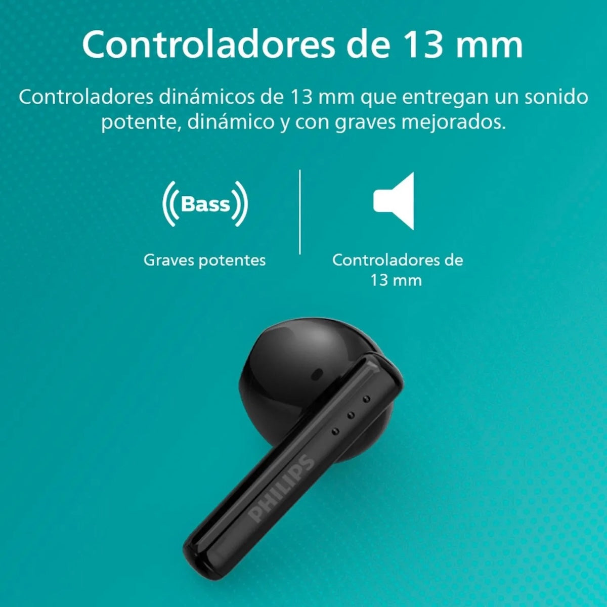 Audífonos Philips TAT1139BK True Wireless Bluetooth 5.4 Negro
