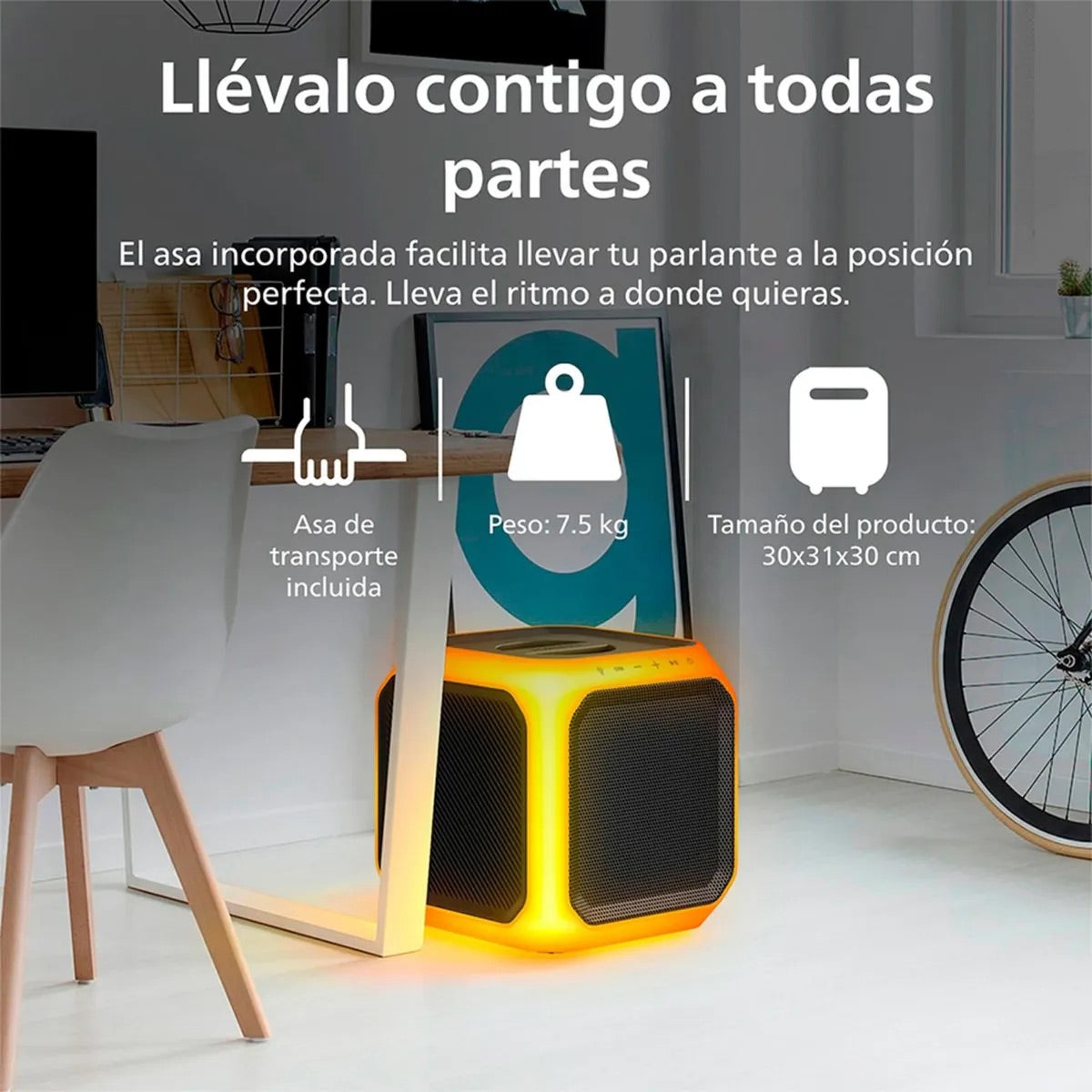 Parlante Philips TAX7207-10 Bluetooth 80W con Luces 360°