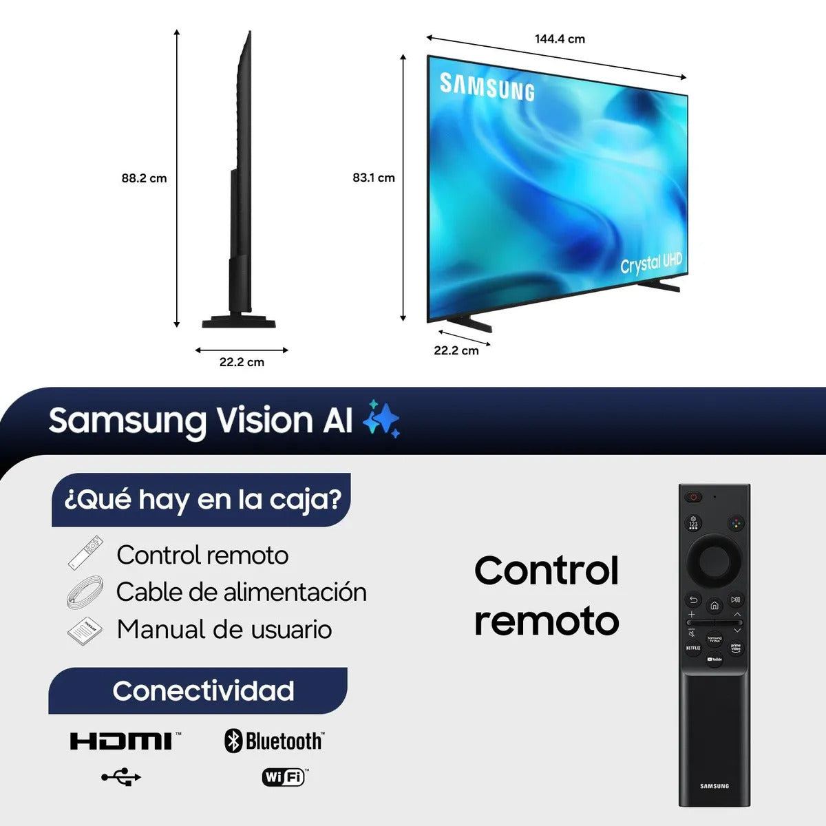 Samsung UN65U8000HGXZS Smart TV 65" Crystal UHD 4K - Caja Reciclada