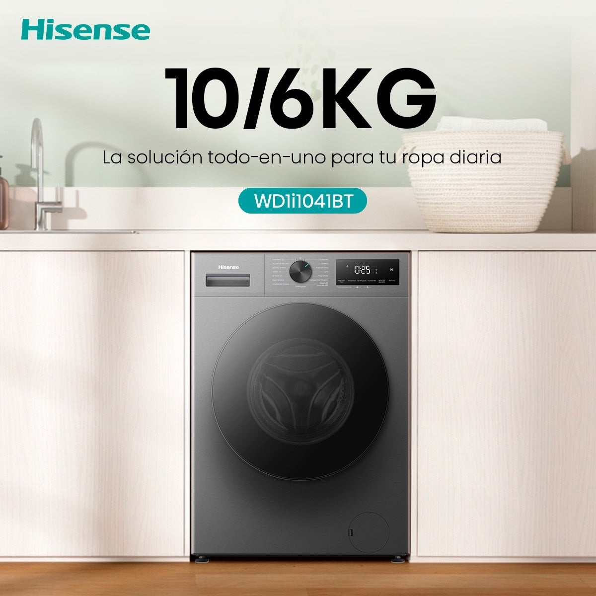 Lavadora-Secadora Hisense WD1I1041BT 10/6 kg Titanium