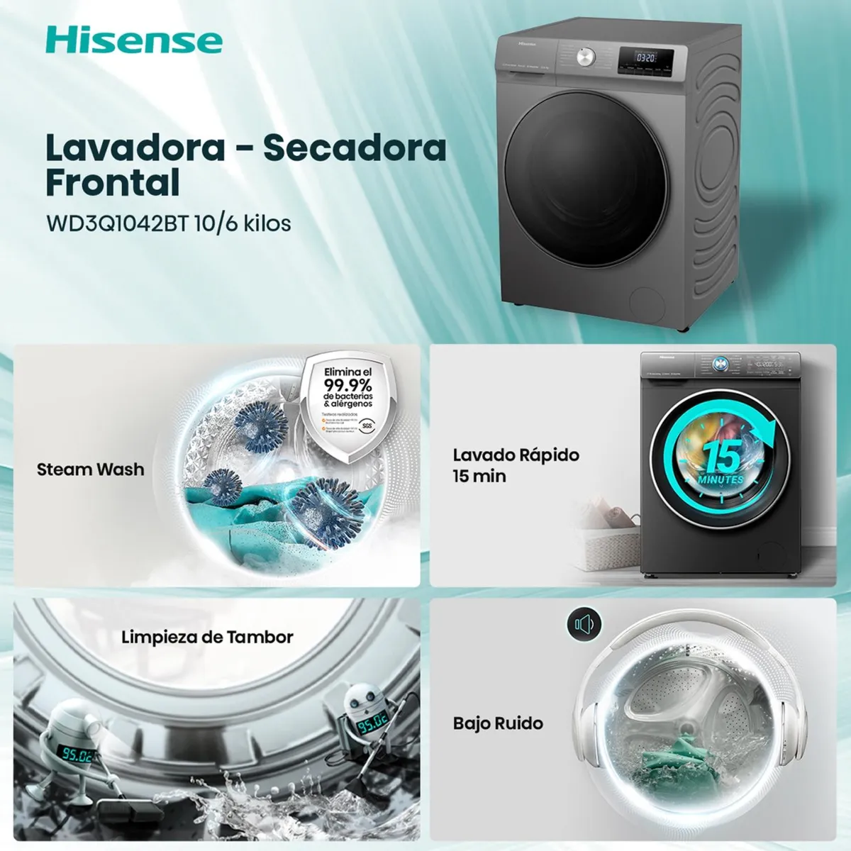 Lavadora Secadora Hisense WD3Q1042BT 10 kg/6 kg