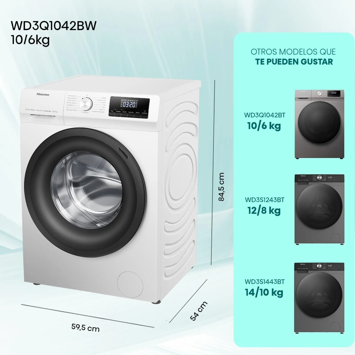Lavadora Hisense WD3Q1042BW 10 kg Blanco Carga Frontal
