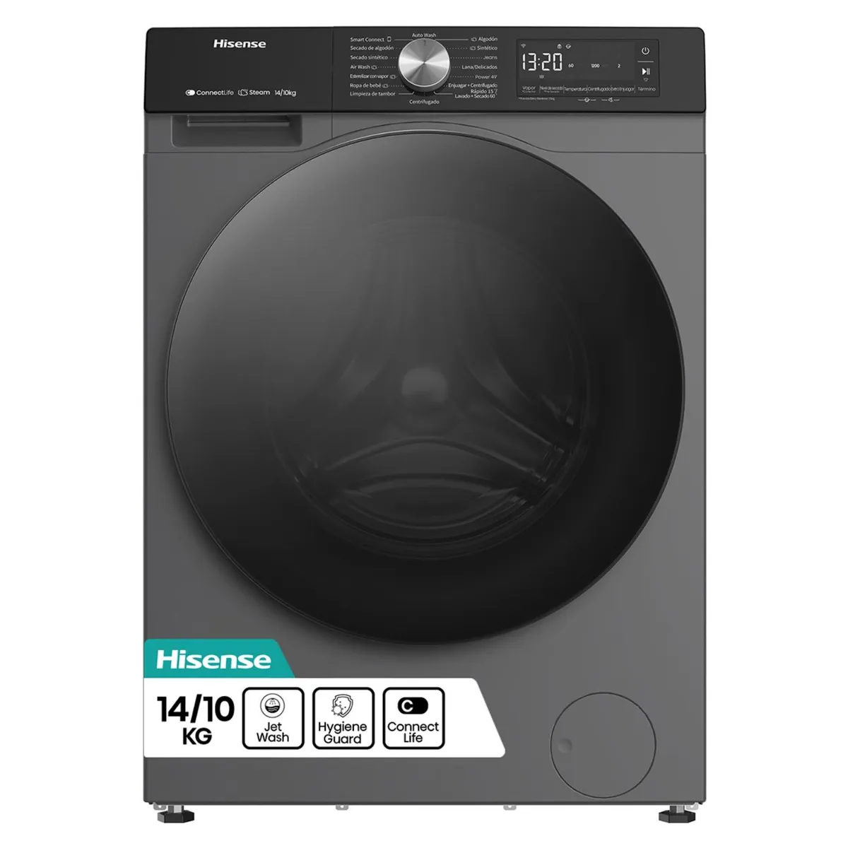 Lavadora Secadora Hisense WD3S1443BT 14kg/9kg Negro frontal