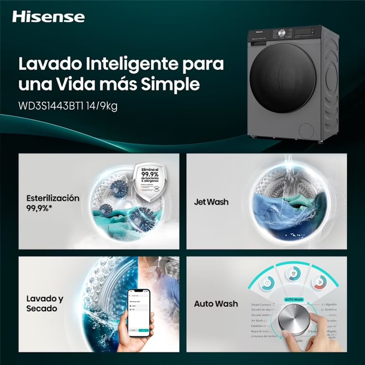 Lavadora Secadora Hisense 14/9 kg Frontal - Caja reciclada