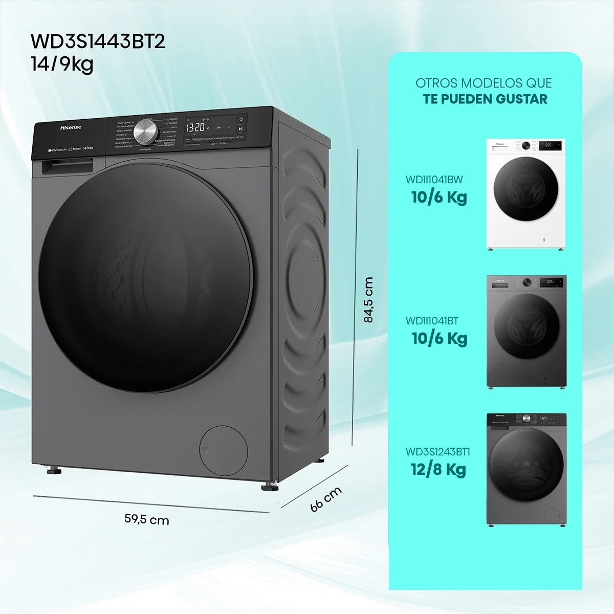 Lavadora Secadora Hisense WD3S1443BT2 14/9 Kg Titanium