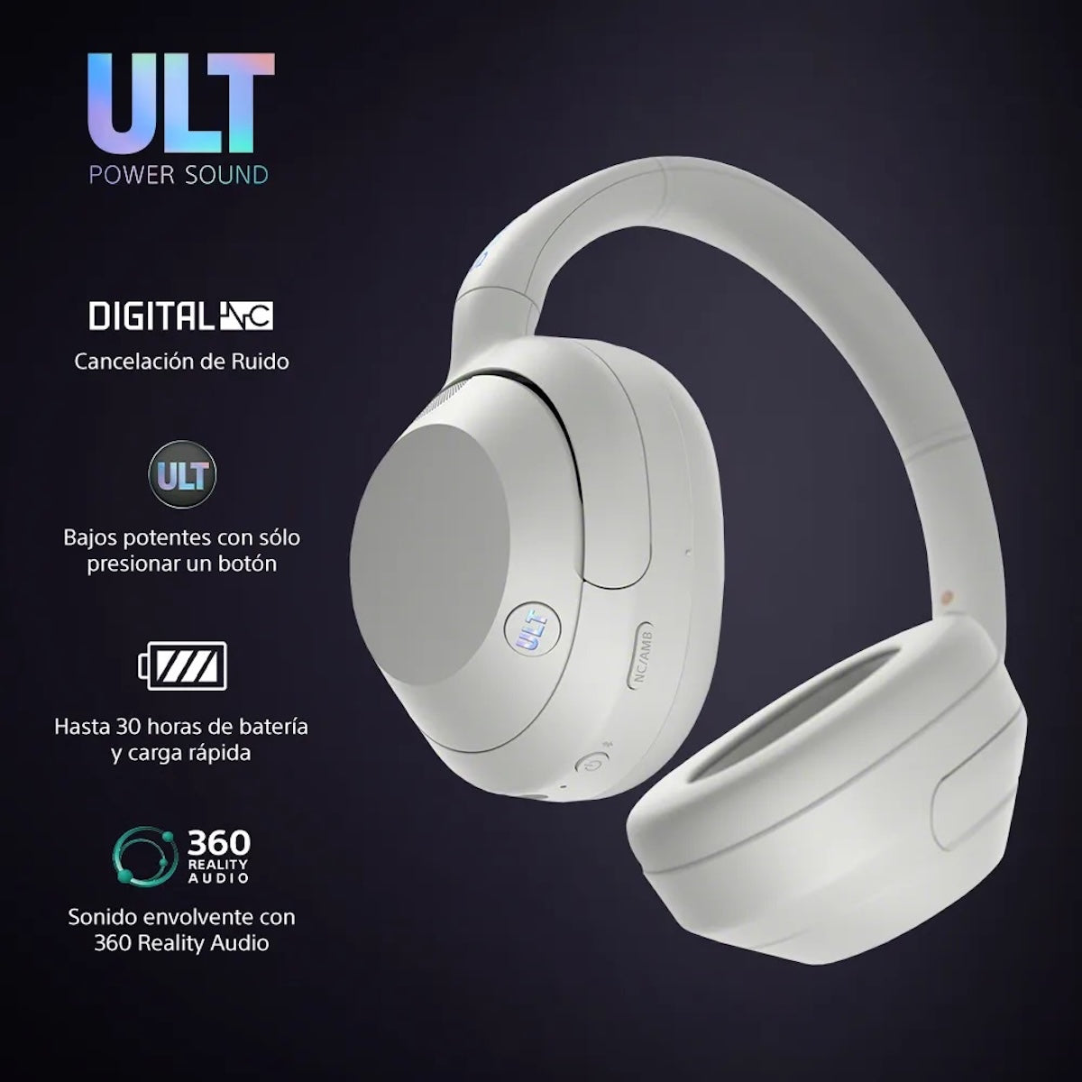 Audífonos Sony ULT WEAR WH-ULT900N Blanco Noise Cancelling