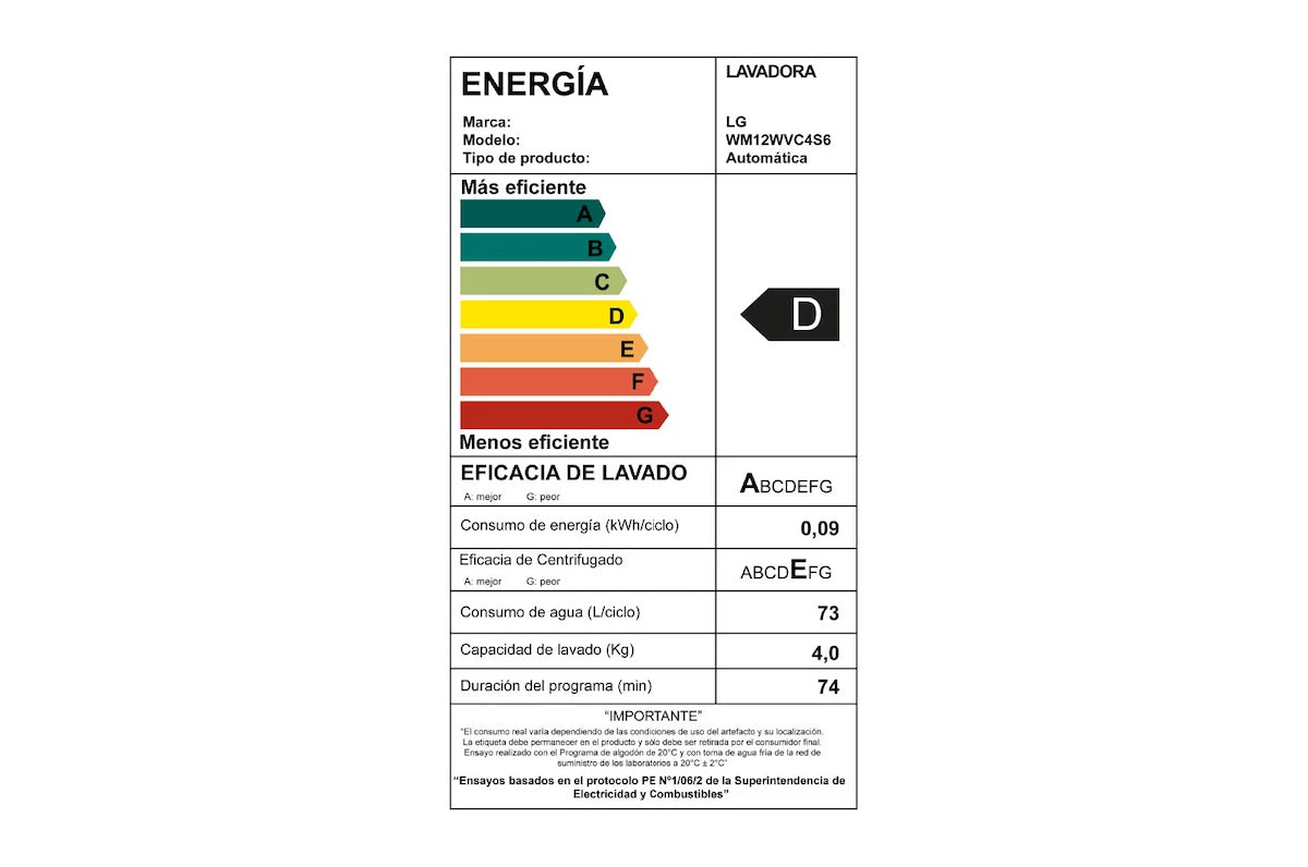 Lavadora LG WM12WVC4S6 12 kg – Tecnología AI DD - Open Box