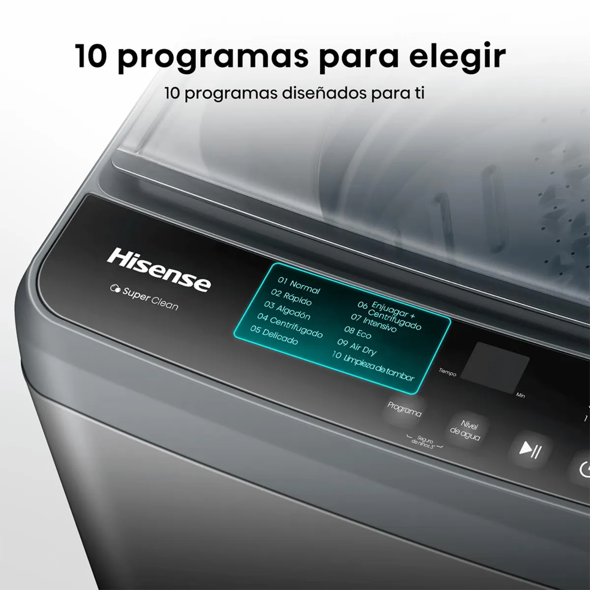 Lavadora Hisense WT1D1030UT 10 kg Titanium Carga Superior