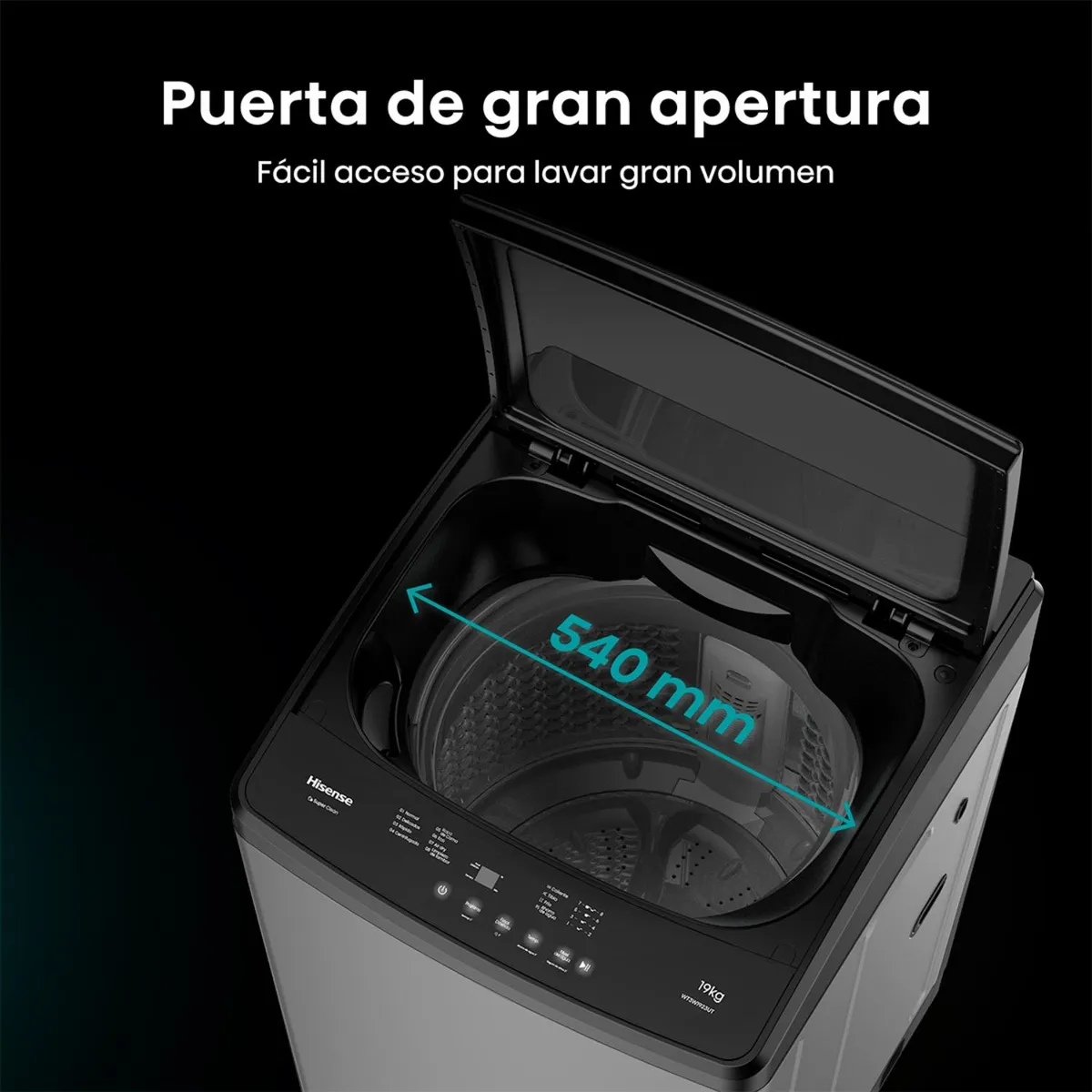 Lavadora Hisense WT3W1923UT 19 kg gris Carga Superior