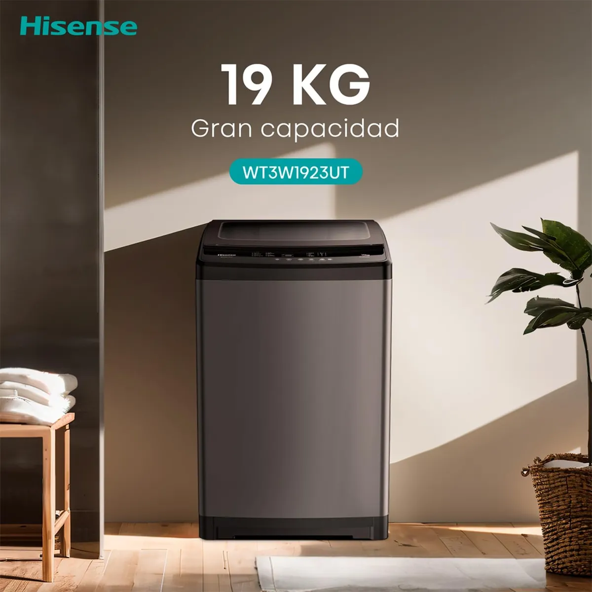 Lavadora Hisense WT3W1923UT 19 kg gris Carga Superior